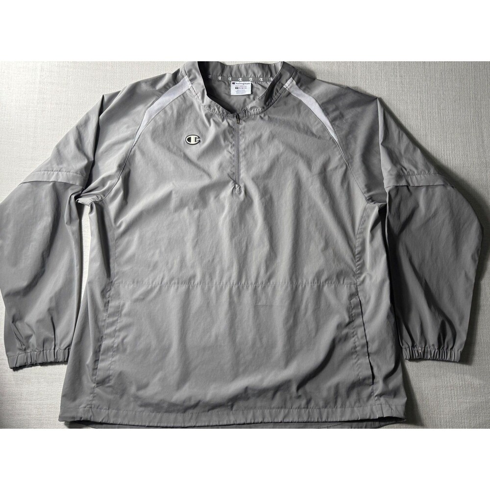 Vintage Champion Men’s Convertible Zip Off Sleeve 1/4 Zip Windbreaker Gray XL